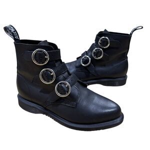 Dr. Martens Maudie Womens Size 5 Black Leather Short Buckle Boots EU 36